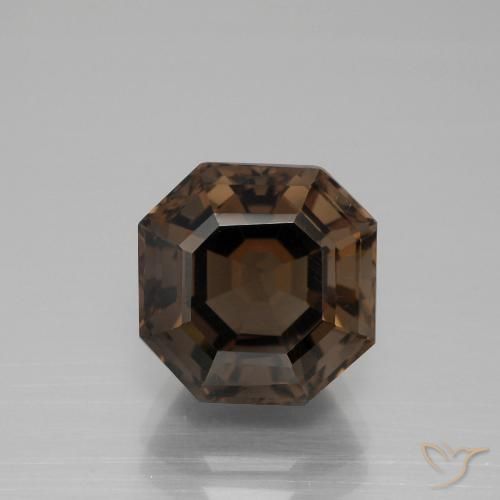 5.40ct Natürlicher dunkelbraun Rauchquarz, Smaragdschliff, VVS-VS