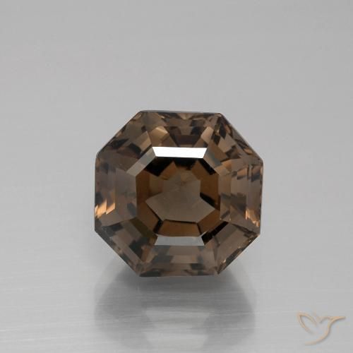 5.58ct Natürlicher Mittel braun Rauchquarz, Smaragdschliff, VVS-VS