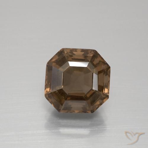 3.71ct Natürlicher Mittel braun Rauchquarz, Smaragdschliff, VS