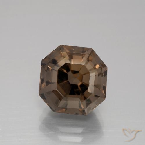5.11ct Natürlicher Schokoladenbraun Rauchquarz, Smaragdschliff, VS
