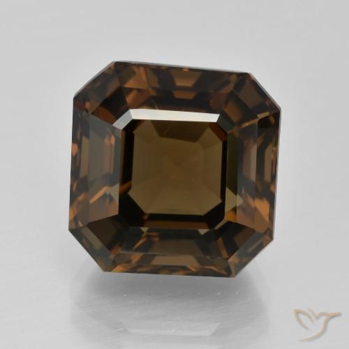 9.84ct Natürlicher Mittel braun Rauchquarz, Smaragdschliff, VVS