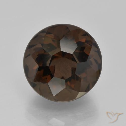 9.24ct Natürlicher dunkelbraun Rauchquarz, Runden, VVS