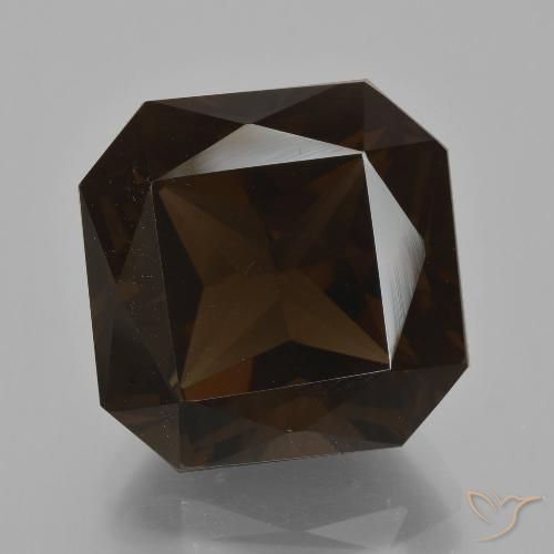 12.51ct Natürlicher Tiefes Schokoladenbraun Rauchquarz, Smaragdschliff, VVS