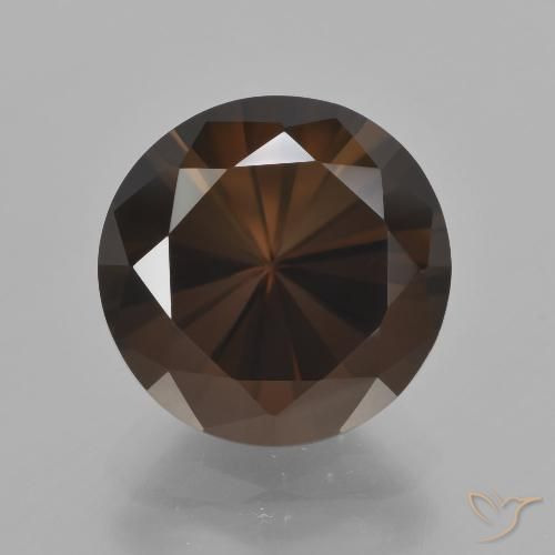 6.34ct Natürlicher tiefbraun Rauchquarz, Runden, VVS