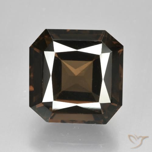 7.61ct Natürlicher dunkelbraun Rauchquarz, Smaragdschliff, VVS-VS