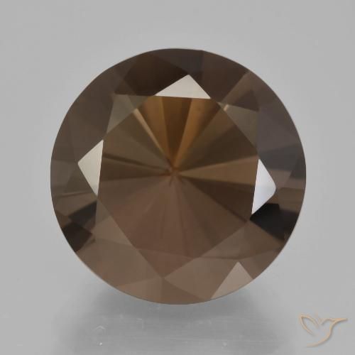 9.31ct Natürlicher tiefbraun Rauchquarz, Runden, VVS