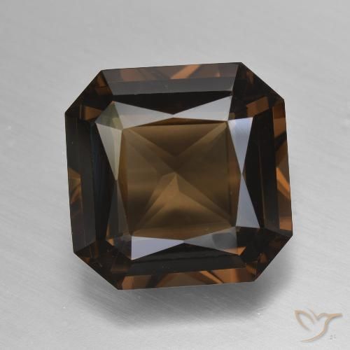 11.64ct Natürlicher Mittel braun Rauchquarz, Smaragdschliff, VVS-VS