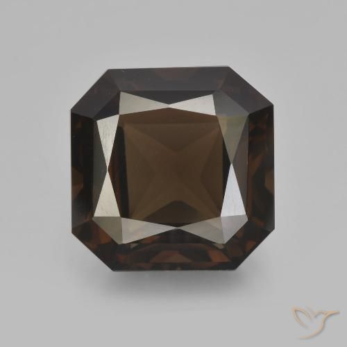 9.40ct Natürlicher dunkelbraun Rauchquarz, Smaragdschliff, VVS