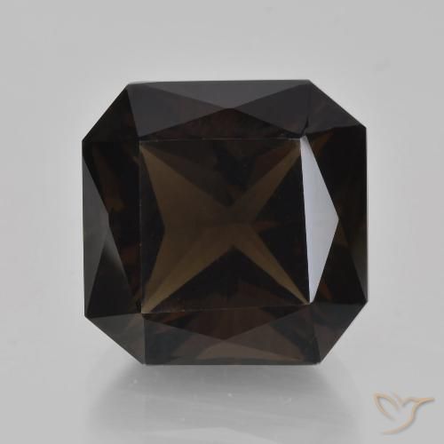 9.38ct Natürlicher dunkelbraun Rauchquarz, Smaragdschliff, VVS