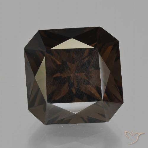 12.34ct Natürlicher dunkelbraun Rauchquarz, Smaragdschliff, VS