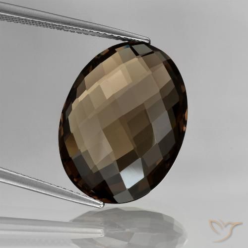 13.61ct Natürlicher dunkelbraun Rauchquarz, Oval, VVS