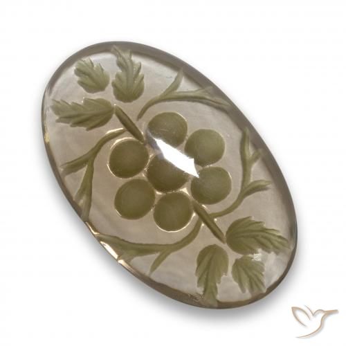 28.66ct Natürlicher Bräunliches Weiß Rauchquarz, Oval, Transparent