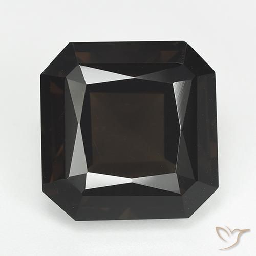 14.30ct Natürlicher dunkelbraun Rauchquarz, Smaragdschliff, VVS