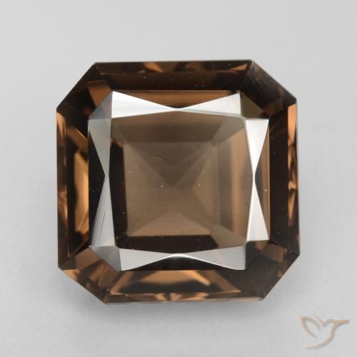 6.96ct Natürlicher Mittel braun Rauchquarz, Smaragdschliff, VVS