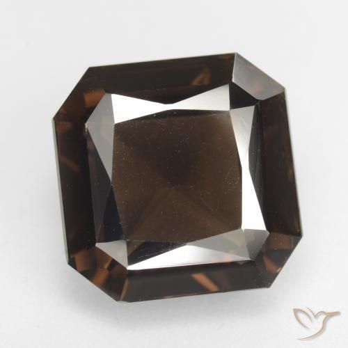 12.94ct Natürlicher dunkelbraun Rauchquarz, Smaragdschliff, VVS