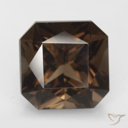 7.49ct Natürlicher dunkelbraun Rauchquarz, Smaragdschliff, VVS-VS