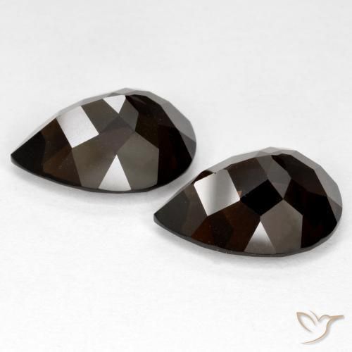 12.39 ct natürliche Tiefes Schokoladenbraun Rauchquarz-Edelsteine, Birnenform, VVS