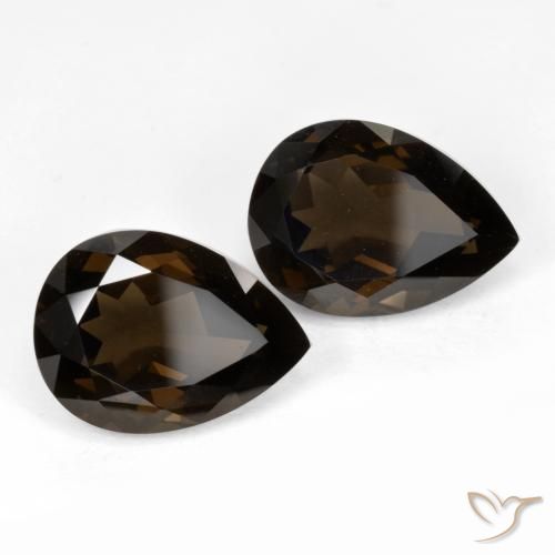 12.94 ct natürliche dunkelbraun Rauchquarz-Edelsteine, Birnenform, VVS