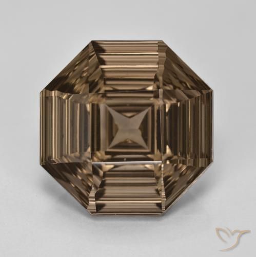 12.91ct Natürlicher Warmes Braun Rauchquarz, Smaragdschliff, VVS