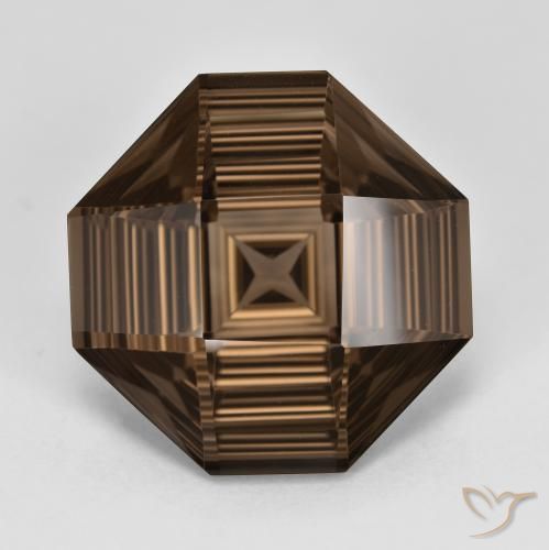 13.08ct Natürlicher tiefbraun Rauchquarz, Smaragdschliff, VVS