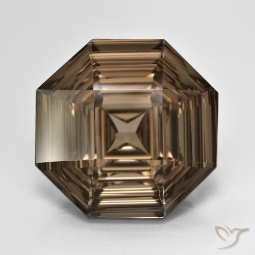 14.22ct Natürlicher Heller Mokka Rauchquarz, Smaragdschliff, VVS