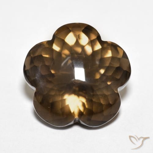 11.15ct Natürlicher Warmes Braun Rauchquarz, Blumen-Schliff, Transparent