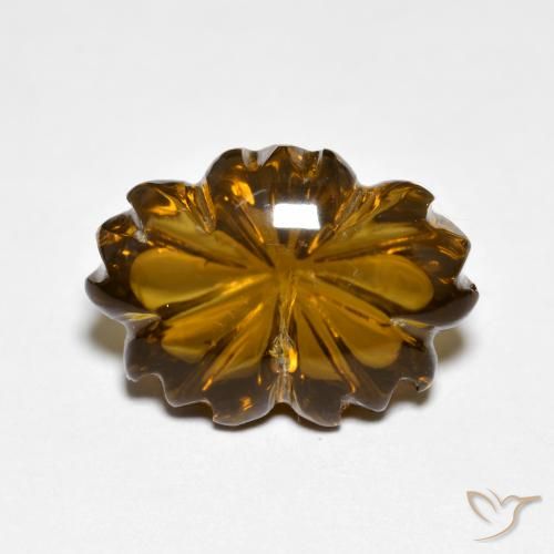 6.45ct Natürlicher Karamellbraun Rauchquarz, Blumen-Schliff, Transparent