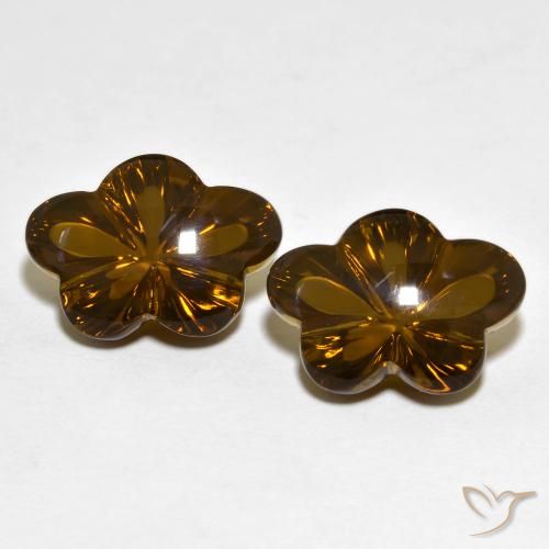 12.56ctw Natürlicher Mittel-Dunkelbraun Rauchquarz, Blumen-Schliff, Transparent