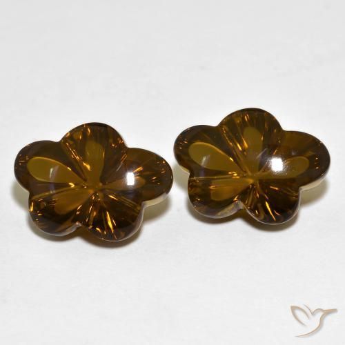 12.56 ct natürliche Mittel-Dunkelbraun Rauchquarz-Edelsteine, Blumen-Schliff, Transparent