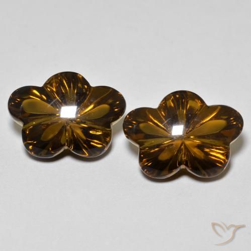 12.37ctw Natürlicher Mittel-Dunkelbraun Rauchquarz, Blumen-Schliff, Transparent