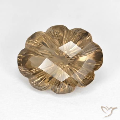 6.82ct Natürlicher Helles Erdbraun Rauchquarz, Blumen-Schliff, VVS-VS