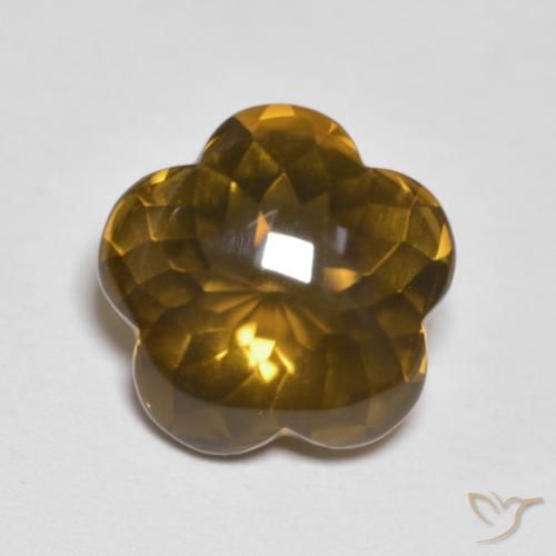 5.15ct Natürlicher Karamellbraun Rauchquarz, Blumen-Schliff, Transparent