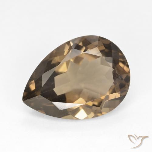 6.31ct Natürlicher Medium Light-Brown Rauchquarz, Birnenform, VVS-VS