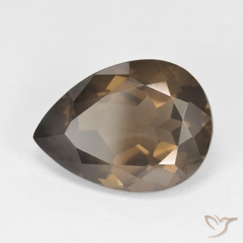 6.45ct Natürlicher Medium Dark-Brown Rauchquarz, Birnenform, VS