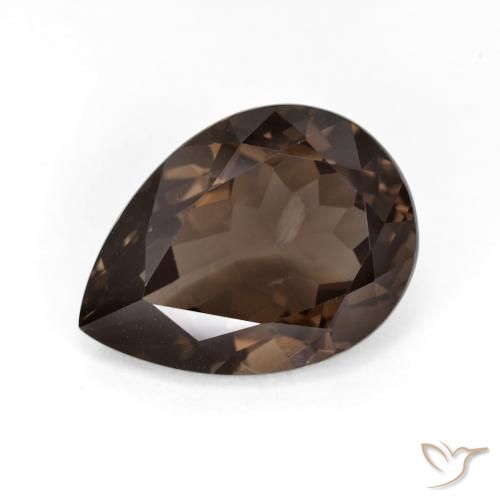 6.34ct Natürlicher dunkelbraun Rauchquarz, Birnenform, VS