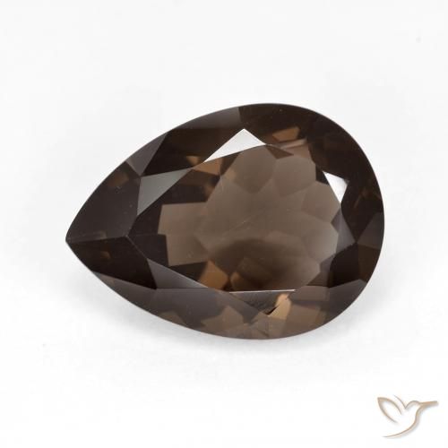 6.01ct Natürlicher dunkelbraun Rauchquarz, Birnenform, VVS