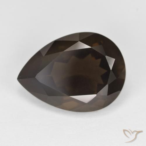 6.28ct Natürlicher dunkelbraun Rauchquarz, Birnenform, VVS