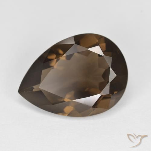 5.67ct Natürlicher dunkelbraun Rauchquarz, Birnenform, VVS