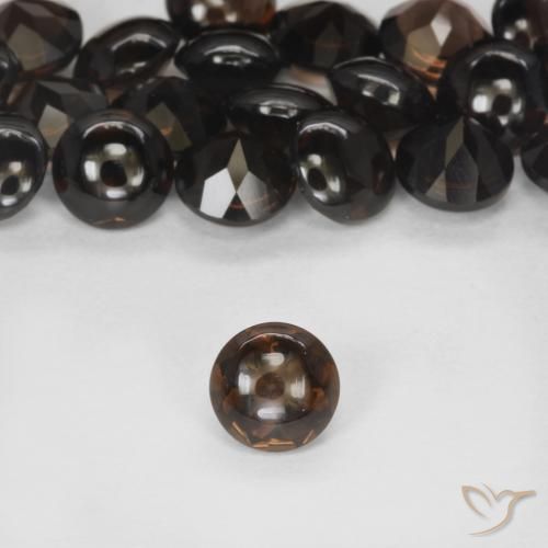 0.90ct Natürlicher dunkelbraun Rauchquarz, Runden, Transparent