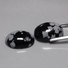  ct natürliche mehrfarbiger Schneeflockenobsidian-Edelsteine, Oval Schliff, Lichtundurchlässig