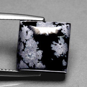 9,17 ctw natürlicher Schneeflocke Schneeflockenobsidian, Quadrat, Lichtundurchlässig