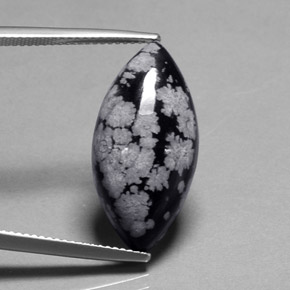 10,16 ctw natürlicher mehrfarbiger Schneeflockenobsidian, Marquise, Lichtundurchlässig