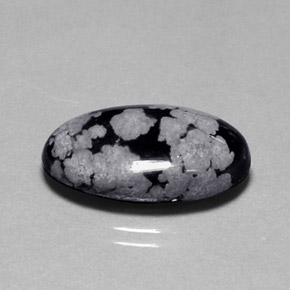 9,17 ctw natürlicher Schneeflocke Schneeflockenobsidian, Oval Schliff, Lichtundurchlässig
