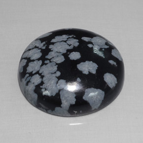 16,93 ctw natürlicher schwarzer Schneeflockenobsidian, Rundschliff, Lichtundurchlässig