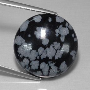 16,93 ctw natürlicher schwarzer Schneeflockenobsidian, Rundschliff, Lichtundurchlässig