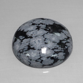 16,26 ctw natürlicher schwarzer Schneeflockenobsidian, Rundschliff, Lichtundurchlässig