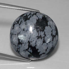 16,26 ctw natürlicher schwarzer Schneeflockenobsidian, Rundschliff, Lichtundurchlässig