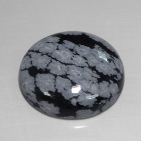 17,48 ctw natürlicher schwarzer Schneeflockenobsidian, Rundschliff, Lichtundurchlässig