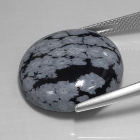 17,48 ctw natürlicher schwarzer Schneeflockenobsidian, Rundschliff, Lichtundurchlässig