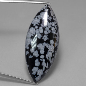 21,50 ctw natürlicher mehrfarbiger Schneeflockenobsidian, Marquise, Lichtundurchlässig